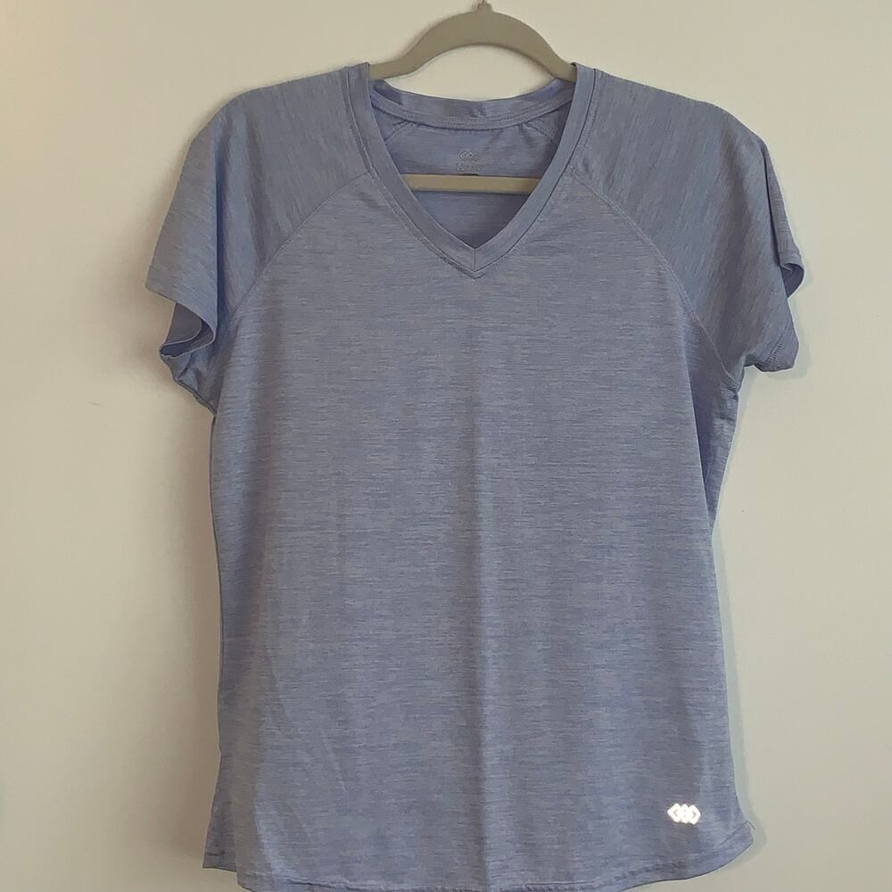 LEG3ND Women’s V‑Neck Tee – Lavender/Blue Heather – Size L – Soft Lightweight